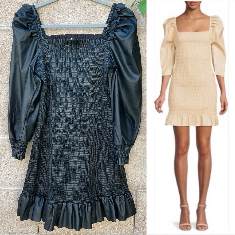 7 For All Mankind Black Faux Leather Mini Dress